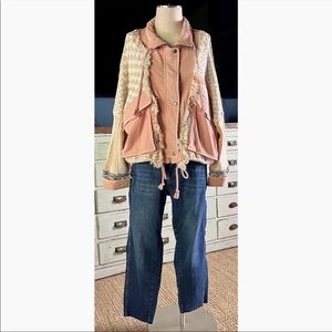 Free People Everything Nice Sugar Rose Pink Fringe Jacket NWT New L